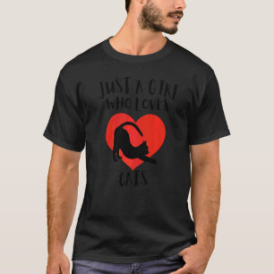 Just A Girl Who Loves Cats Black Cat Cute White He T-Shirt