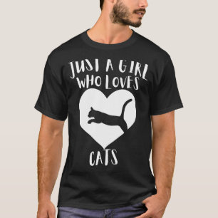 Just A Girl Who Loves Cats Black Cat Cute White He T-Shirt