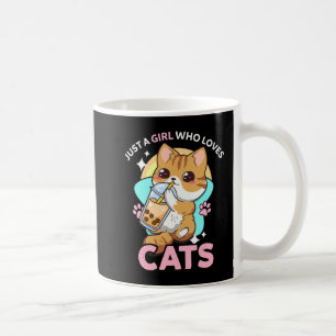Just A Girl Who Loves Cats Boba Bubble Milk Tea Ka Coffee Mug