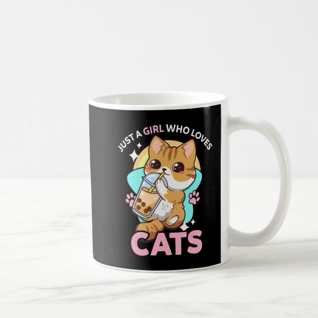 Just A Girl Who Loves Cats Boba Bubble Milk Tea Ka Coffee Mug (Right)