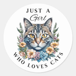 Just a Girl Who Loves Cats Classic Round Sticker