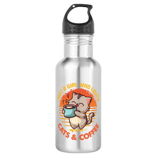 Just A Girl Who Loves Cats & Coffee 532 Ml Water Bottle (Front)