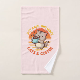 Just A Girl Who Loves Cats & Coffee Bath Towel Set