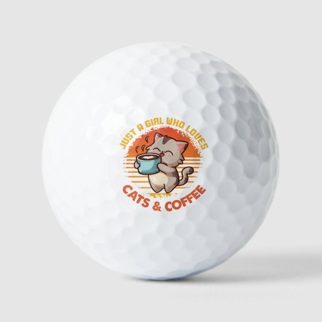 Just A Girl Who Loves Cats & Coffee Golf Balls (Front)