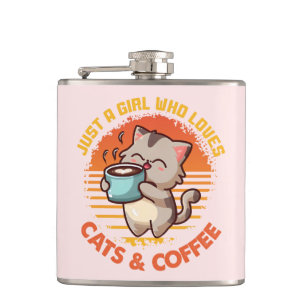 Just A Girl Who Loves Cats & Coffee Hip Flask