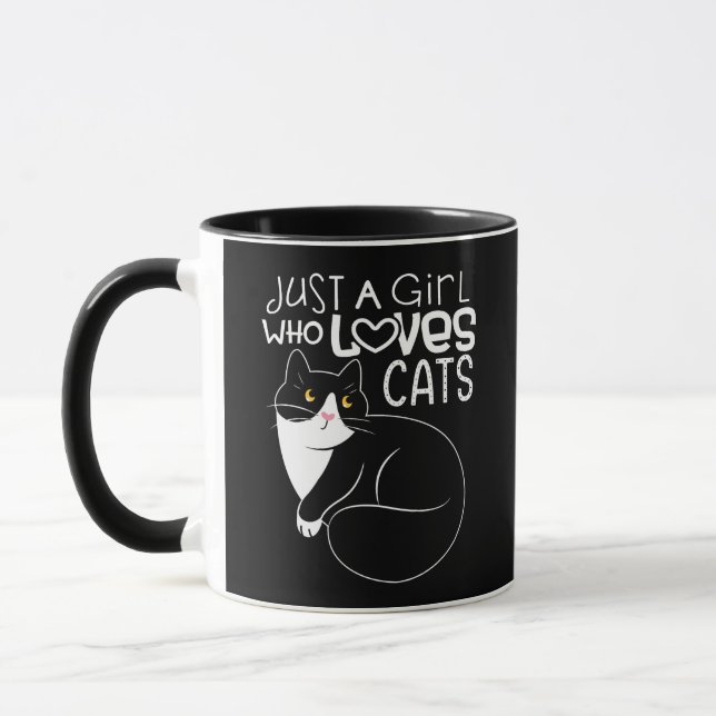 Just a girl who loves cats crazy cat lady cat mum mug (Left)