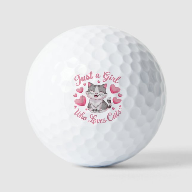 Just a Girl Who Loves Cats Cute Cat Golf Balls (Front)