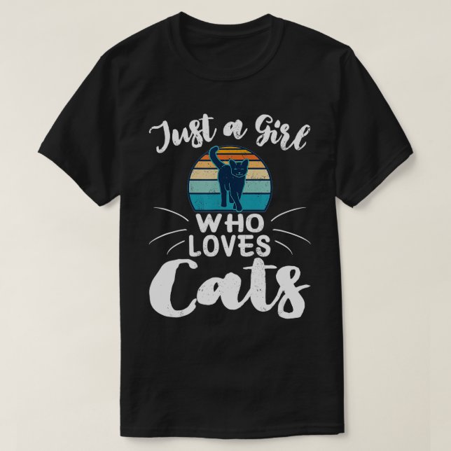 Just A Girl Who Loves Cats Cute Cat Lover Gifts Ca T-Shirt (Design Front)