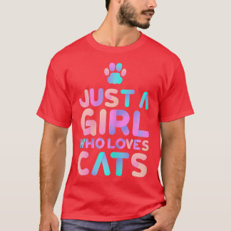 Just A Girl Who Loves Cats Cute Cat Lover  T-Shirt