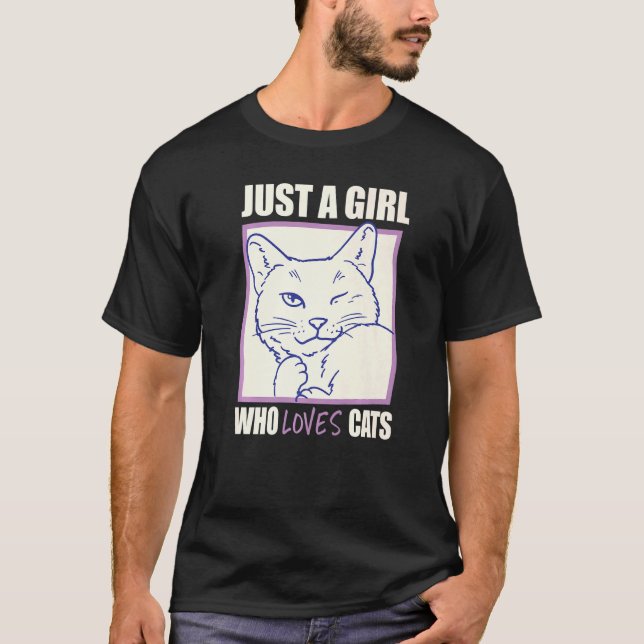 Just A Girl Who Loves Cats Cute Cat Mum Lovers T-Shirt (Front)