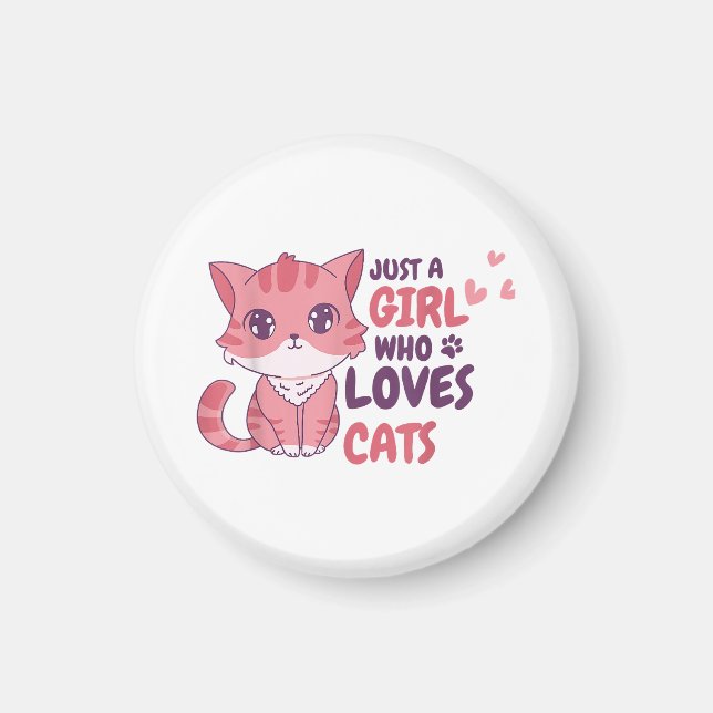 Just A Girl Who Loves Cats Cute Cat Shirt Gifts Magnet (Front)