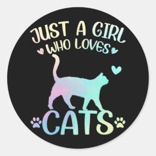 Just A Girl Who Loves Cats Cute Kitten Classic Round Sticker
