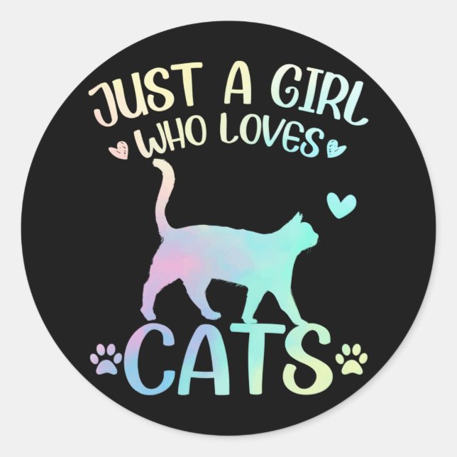 Just A Girl Who Loves Cats Cute Kitten Classic Round Sticker (Front)