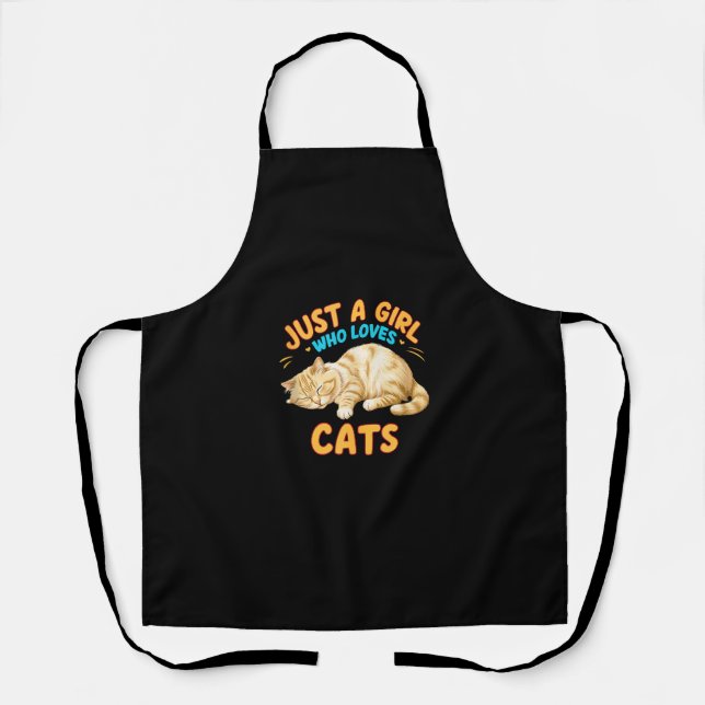 Just A Girl Who Loves Cats Cute Kitty Lover Kid To Apron (Front)