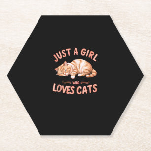 Just A Girl Who Loves Cats Cute Kitty Lover Kid To Paper Coaster