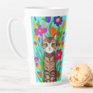Just a Girl Who Loves Cats   Folk Art Latte Mug