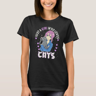 Just A Girl Who Loves Cats For Women Girls Kids Ca T-Shirt
