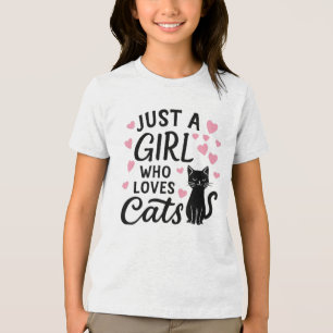 Just A Girl Who Loves Cats Kids T-Shirt Tri-Blend Shirt