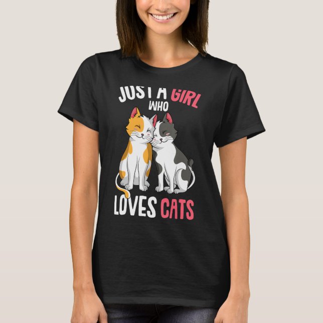 Just a Girl who loves Cats Kitty Girls Kids Cat T-Shirt (Front)