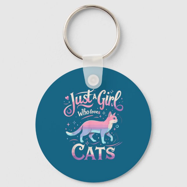 Just A Girl Who Loves Cats Men Women  Key Ring (Front)