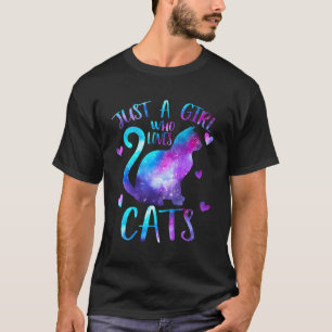 Just A Girl Who Loves Cats Owner Galaxy Space Cat  T-Shirt