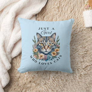 Just a Girl Who Loves Cats Personalised Cushion