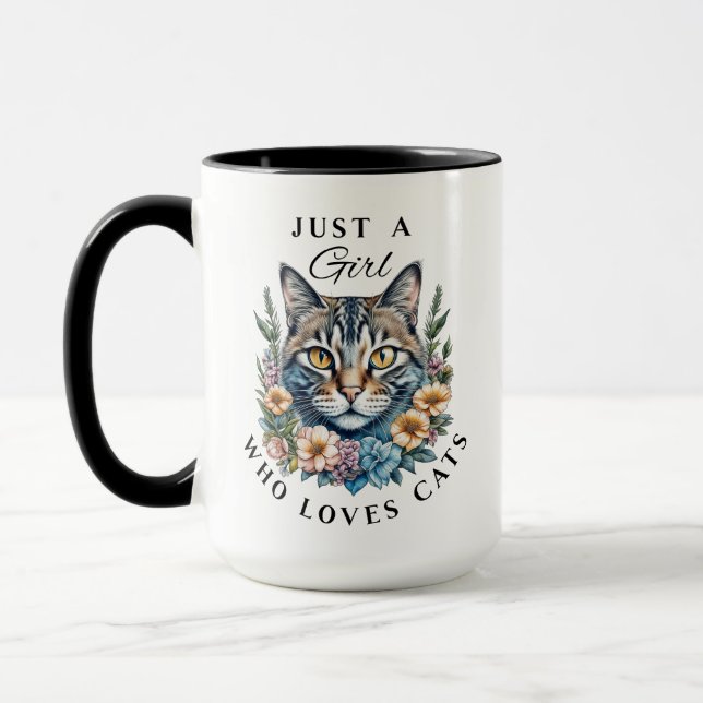 Just a Girl Who Loves Cats Personalised Mug (Left)