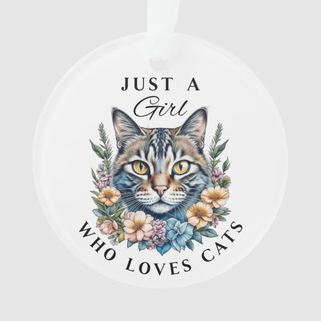 Just a Girl Who Loves Cats Personalised Ornament (Front)
