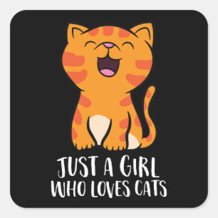 Just a Girl Who Loves Cats Pullover Square Sticker