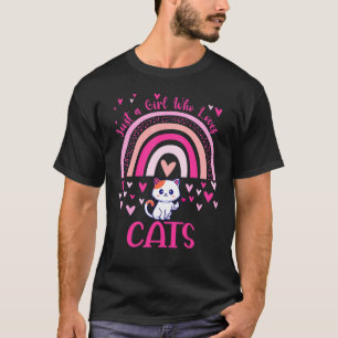 Just A Girl Who Loves Cats Rainbow Cute Cat 1 T-Shirt