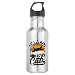 Just a Girl Who Loves Cats Retro Vintage Cat Desig 532 Ml Water Bottle