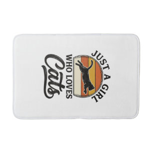Just a Girl Who Loves Cats Retro Vintage Cat Desig Bath Mat