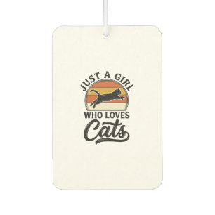 Just a Girl Who Loves Cats Retro Vintage Cat Desig Car Air Freshener
