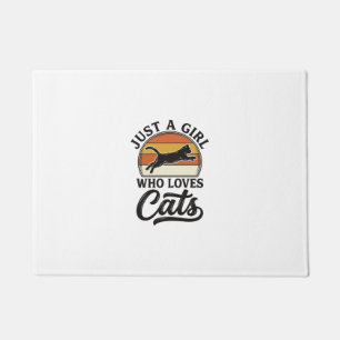 Just a Girl Who Loves Cats Retro Vintage Cat Desig Doormat