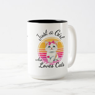 Just a Girl Who Loves Cats Two-Tone Coffee Mug