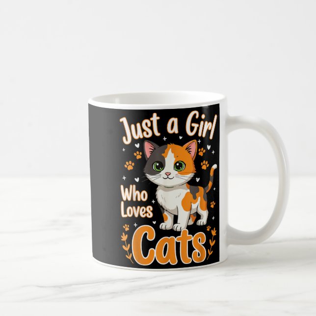 Just A Girl Who Loves Cats Valentines Day Cat Wome Coffee Mug (Right)