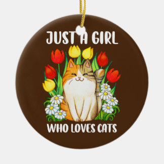 Just A Girl Who Loves Cats Watercolor Cat Womens Ceramic Tree Decoration