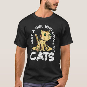 Just A Girl Who Loves Cats Women Kids Orange Cat T-Shirt