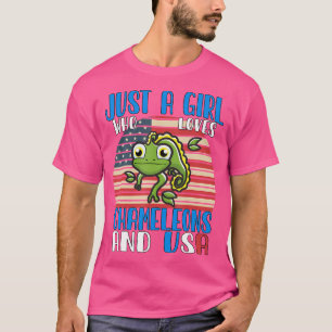 Just A Girl Who Loves Chameleons And Usa T-Shirt