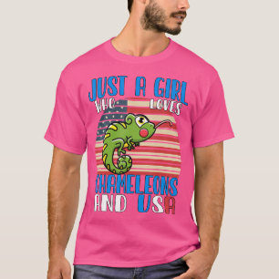Just A Girl Who Loves Chameleons And Usa T-Shirt