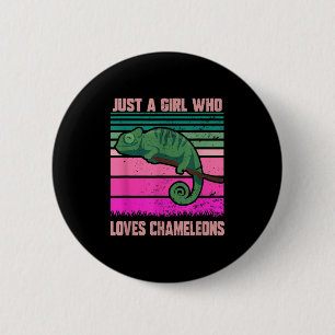 Just A Girl Who Loves Chameleons Funny Quote Lizar 6 Cm Round Badge