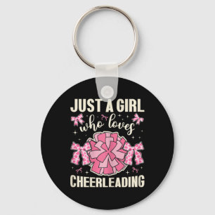 Just A Girl Who Loves Cheerleading Cow Print Cheer Key Ring