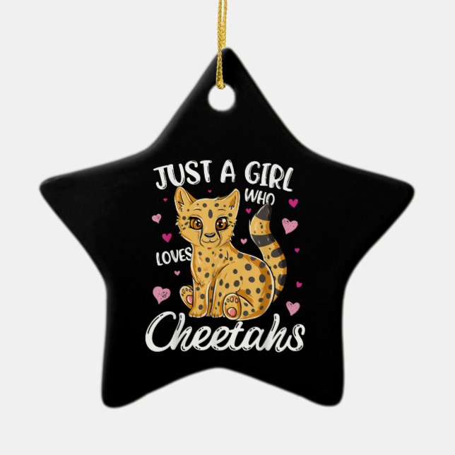 just a girl who loves cheetahs | cheetah gift ceramic tree decoration (Front)