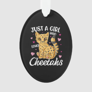 Just A Girl Who Loves Cheetahs   Heart Cheetah Ornament