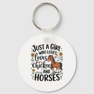 Just A Girl Who Loves Chicken And Horses Farming F Key Ring