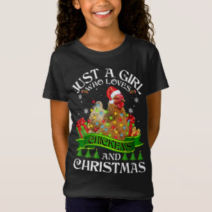 Just A Girl Who Loves Chickens And Christmas Funny T-Shirt