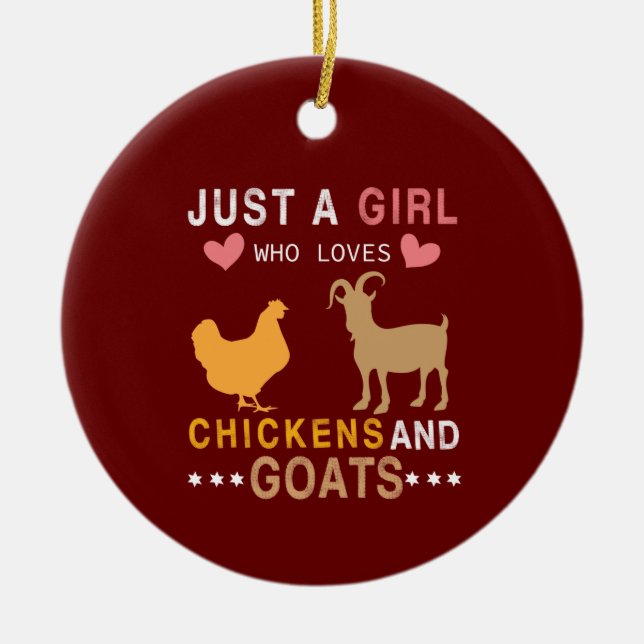 just a girl who loves chickens and goats ceramic tree decoration (Front)