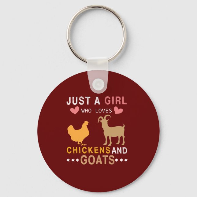 just a girl who loves chickens and goats key ring (Front)
