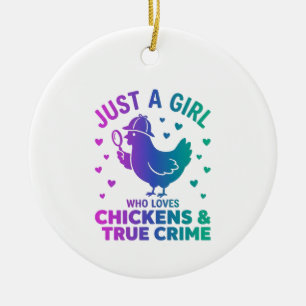 Just a girl who loves Chickens and True Crime Ceramic Tree Decoration