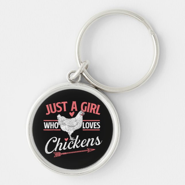 Just A Girl Who Loves Chickens - Chicken Lover Pou Key Ring (Front)